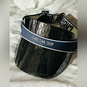 Dior Women’s Navy Blue Christian Dior Visor with White Logo Shield
